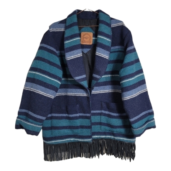 Mid-West Garment Co. Jackets & Blazers - Mid-West Garment Co. Saddle Blanket Coat 16 Fringe Southwest Wool Western Boho